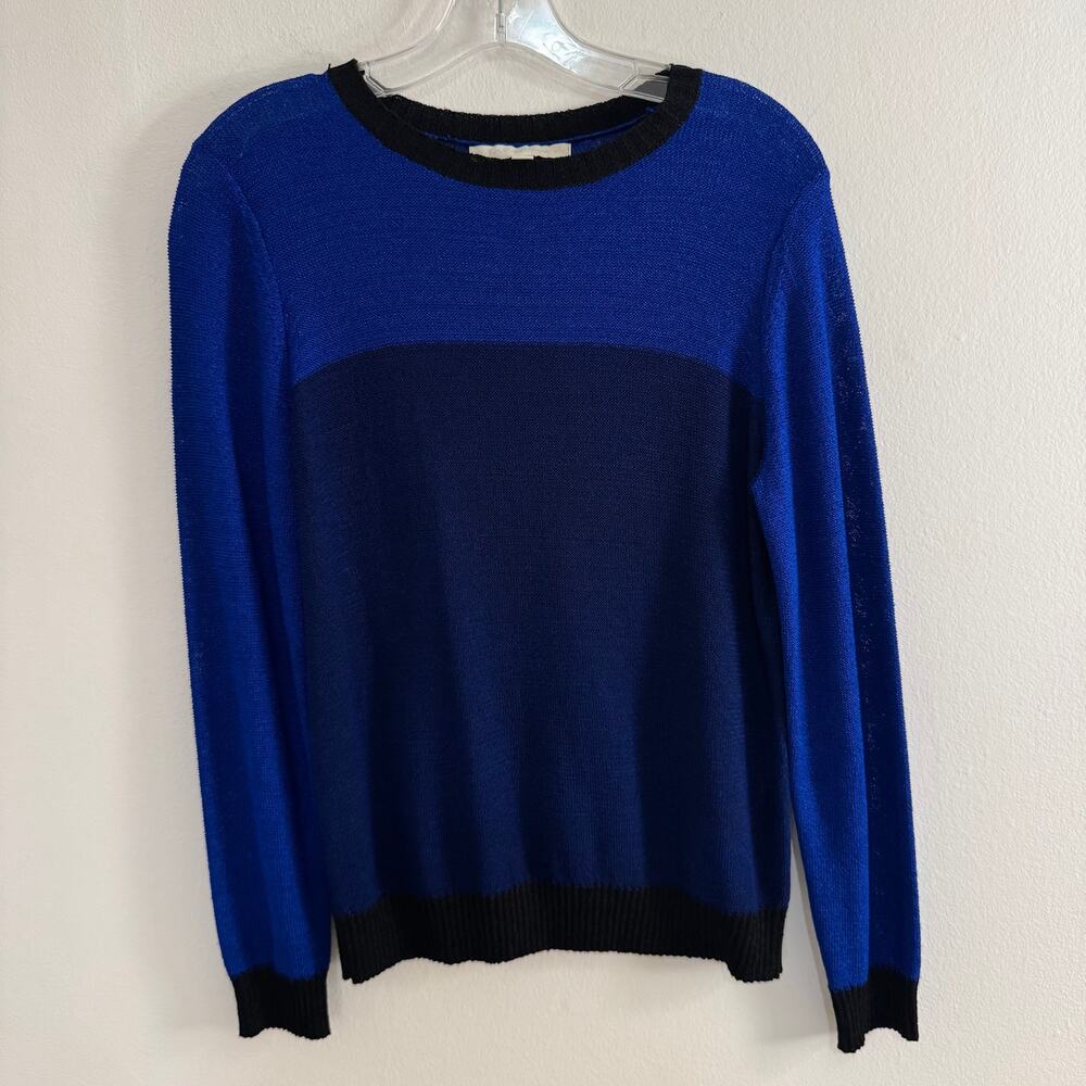 Jonathan Simkhai Colorblock Sweater XS Cobalt Royal Blue Navy Black Knit Retro